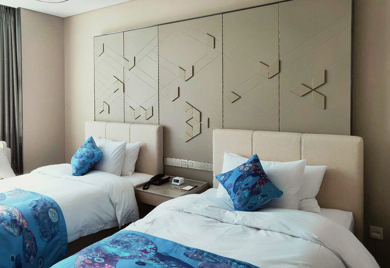 تصاميم سرير مزدوج خشبي لأثاث غرف النوم الثابتة الحديثة للفنادق 