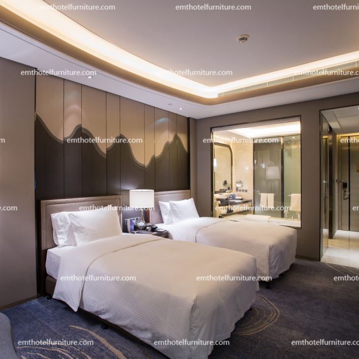 حار بيع عالية الجودة أثاث غرفة نوم التوأم أثاث فندق للبيع (EMT-1662-B)
