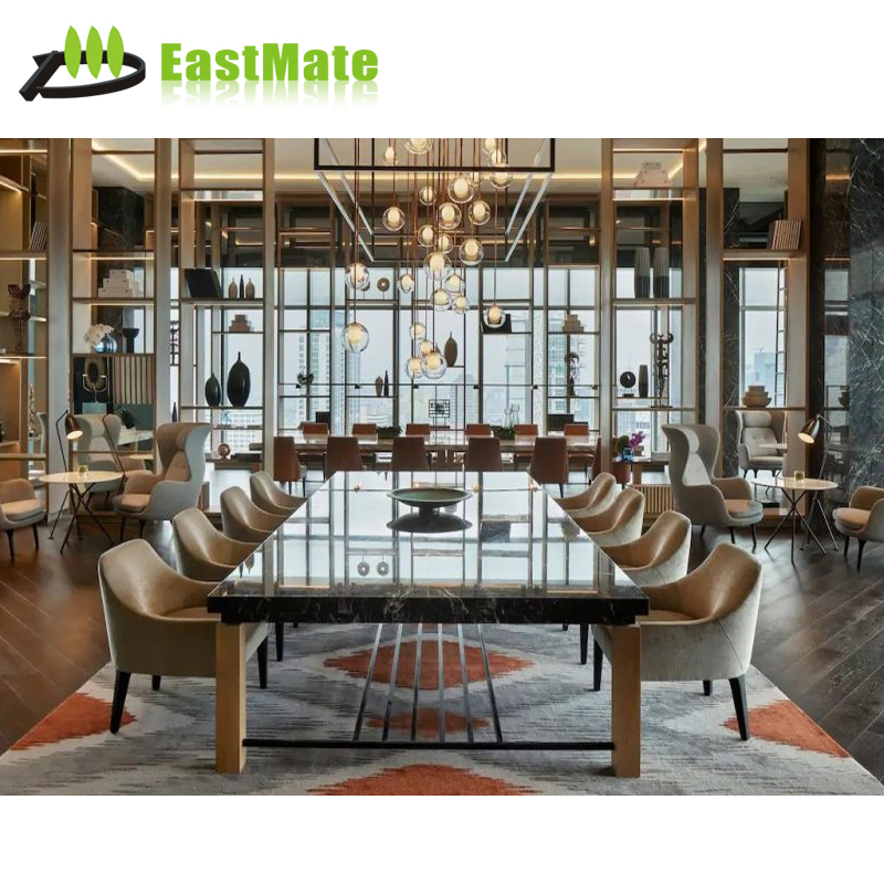 مجموعة أثاث ردهة الفندق الحديثة مجموعة طاولة طعام وكرسي فندق خمس نجوم من الخشب الصلب